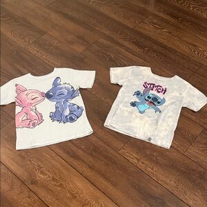 Disney Kids Stitch and Angel Tees LOT - White and Blue